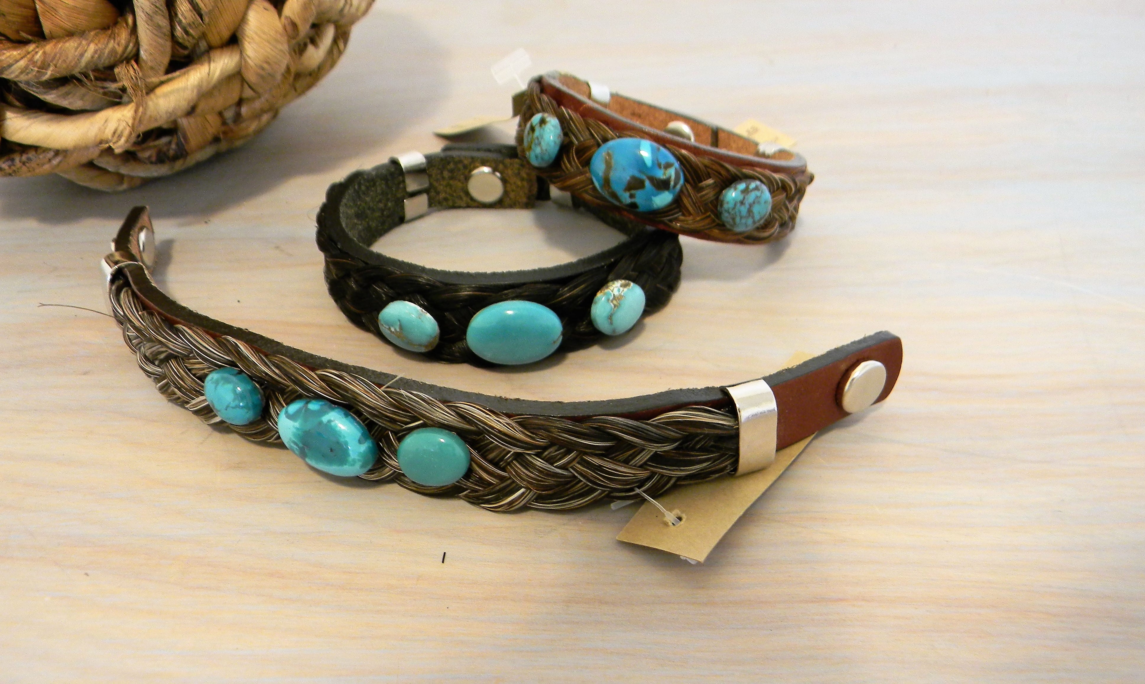 Horsehair Bracelet with Turquoise Accents - Corolla Wild Horse Fund