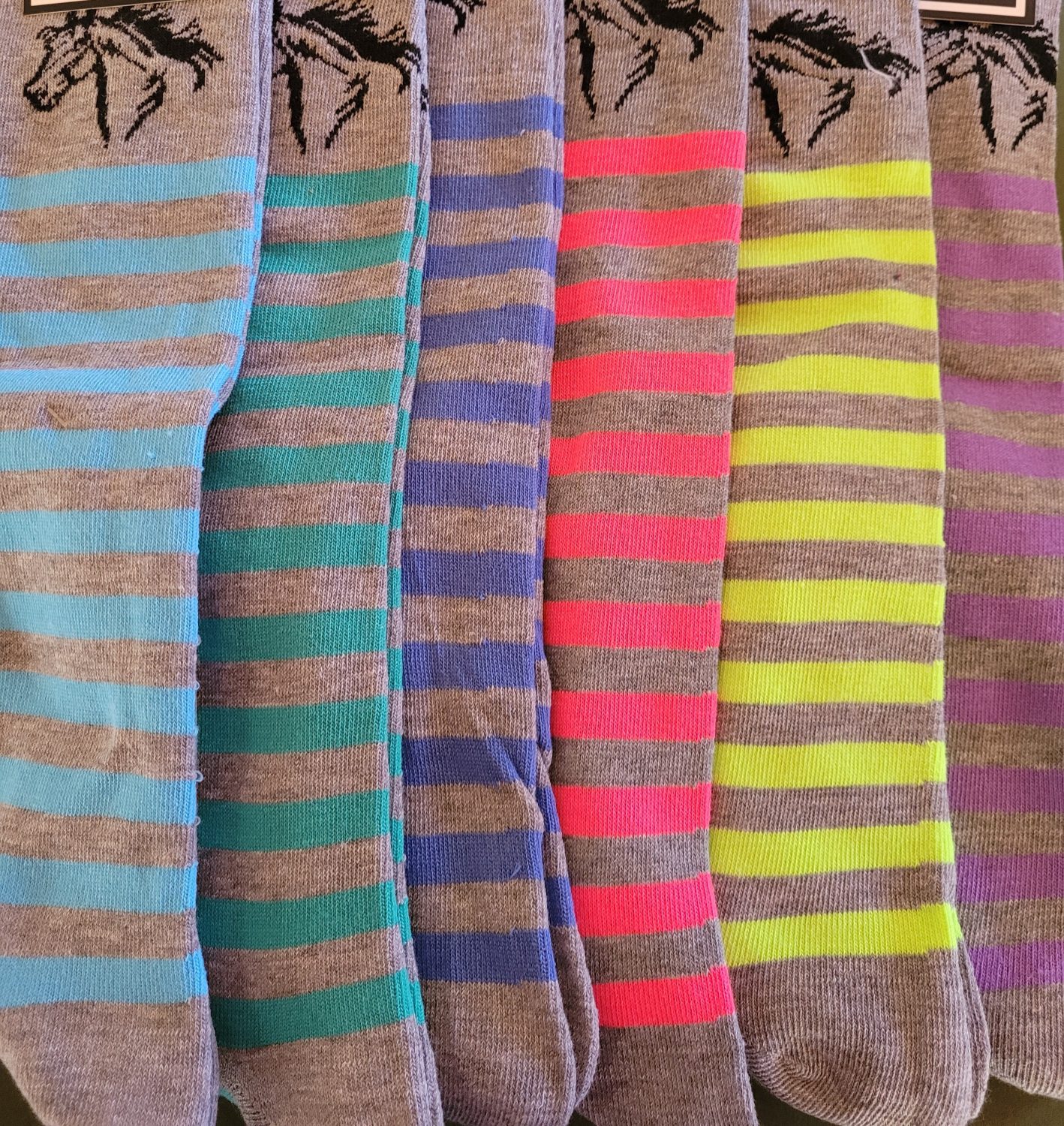 Knee High Socks Horse Head Stripes Corolla Wild Horse Fund